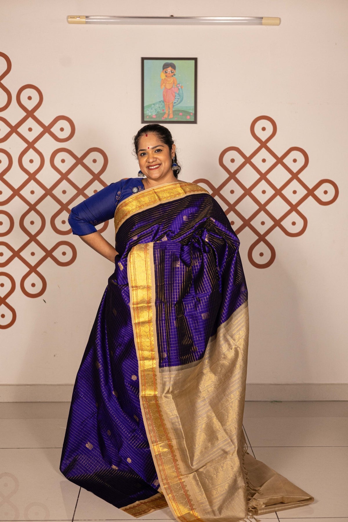 Hot Pink with Meenakshi Green Korvai