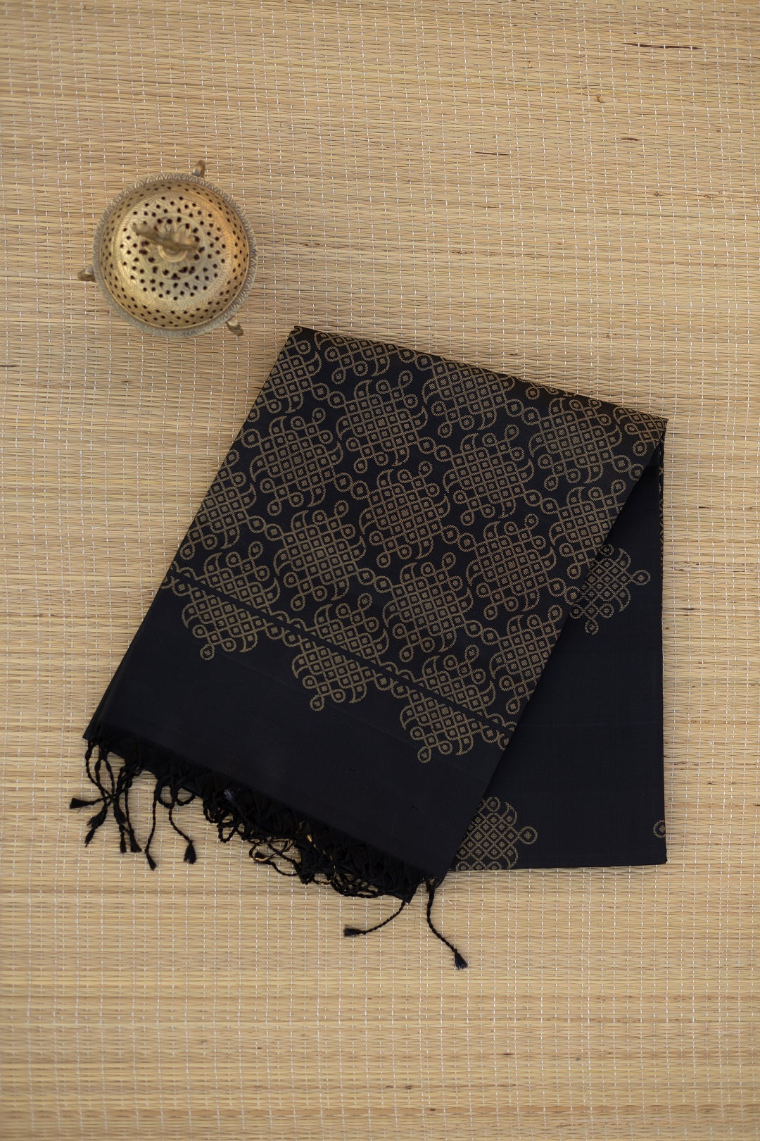 Signature Kolam Soft Silk- Black