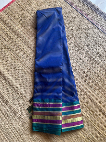 MS Blue Veldhari Stripes Art Silk Saree with Vadamalli Pallu