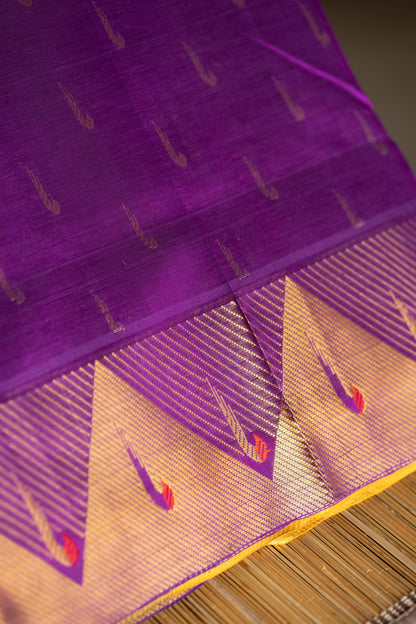 Paithani  Silk Cotton: Vaadamalli with golden yellow