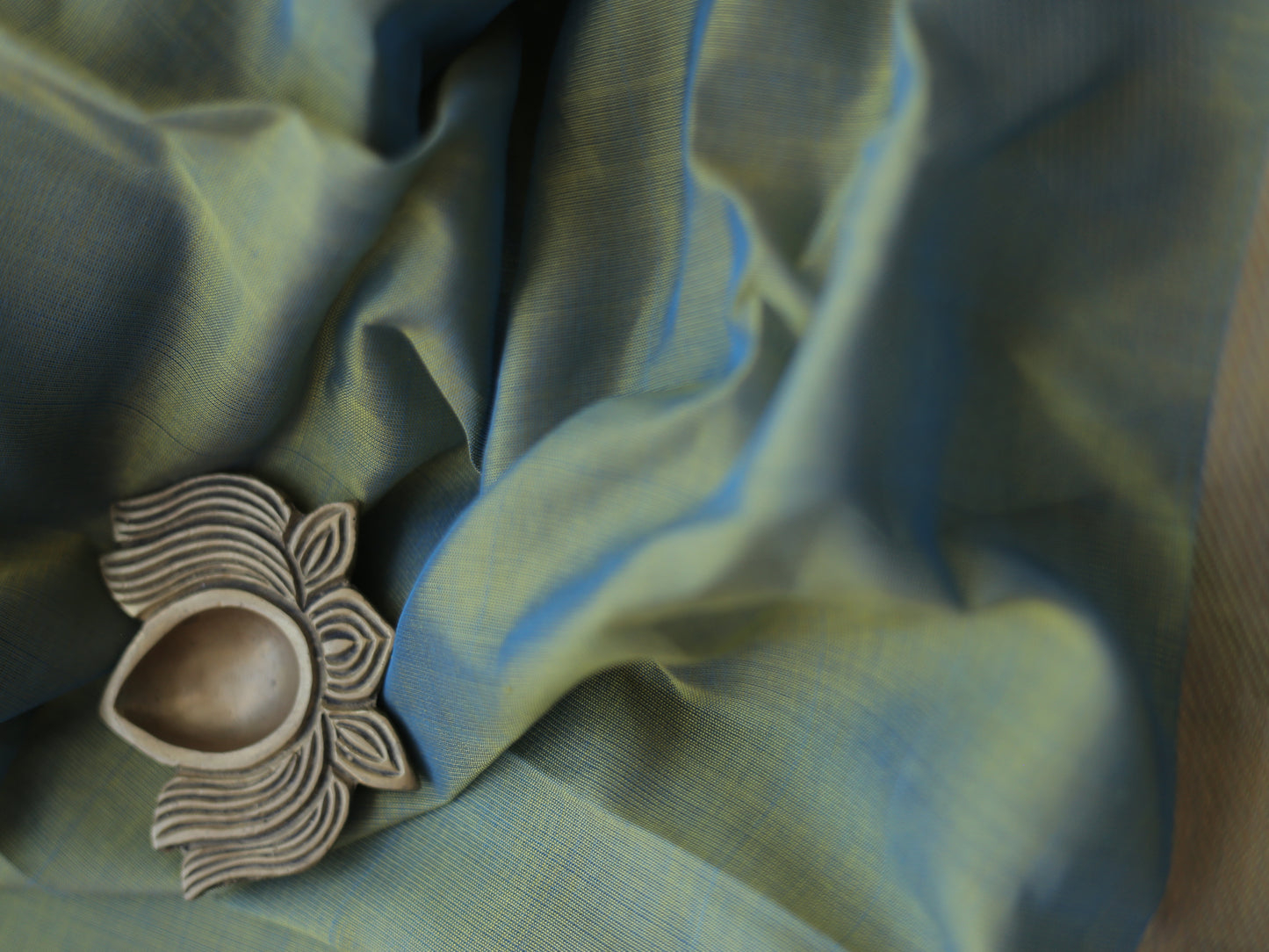 Pastel blue plain silk cotton