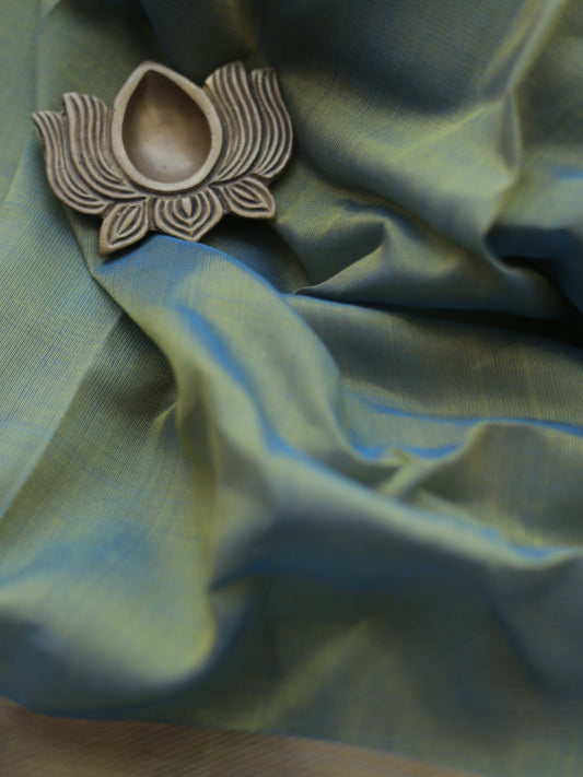 Pastel blue plain silk cotton