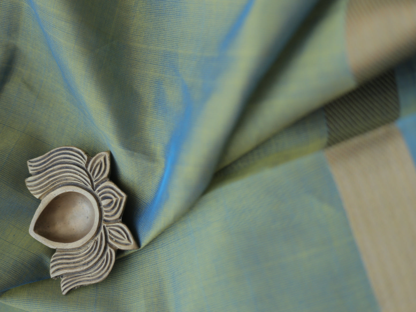 Pastel blue plain silk cotton