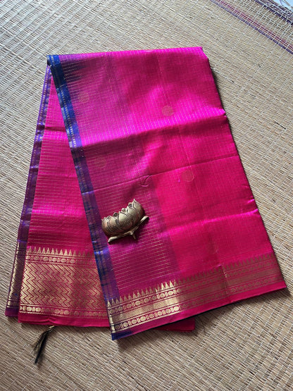 Rani pink with Royal blue muthukattam   korvai border