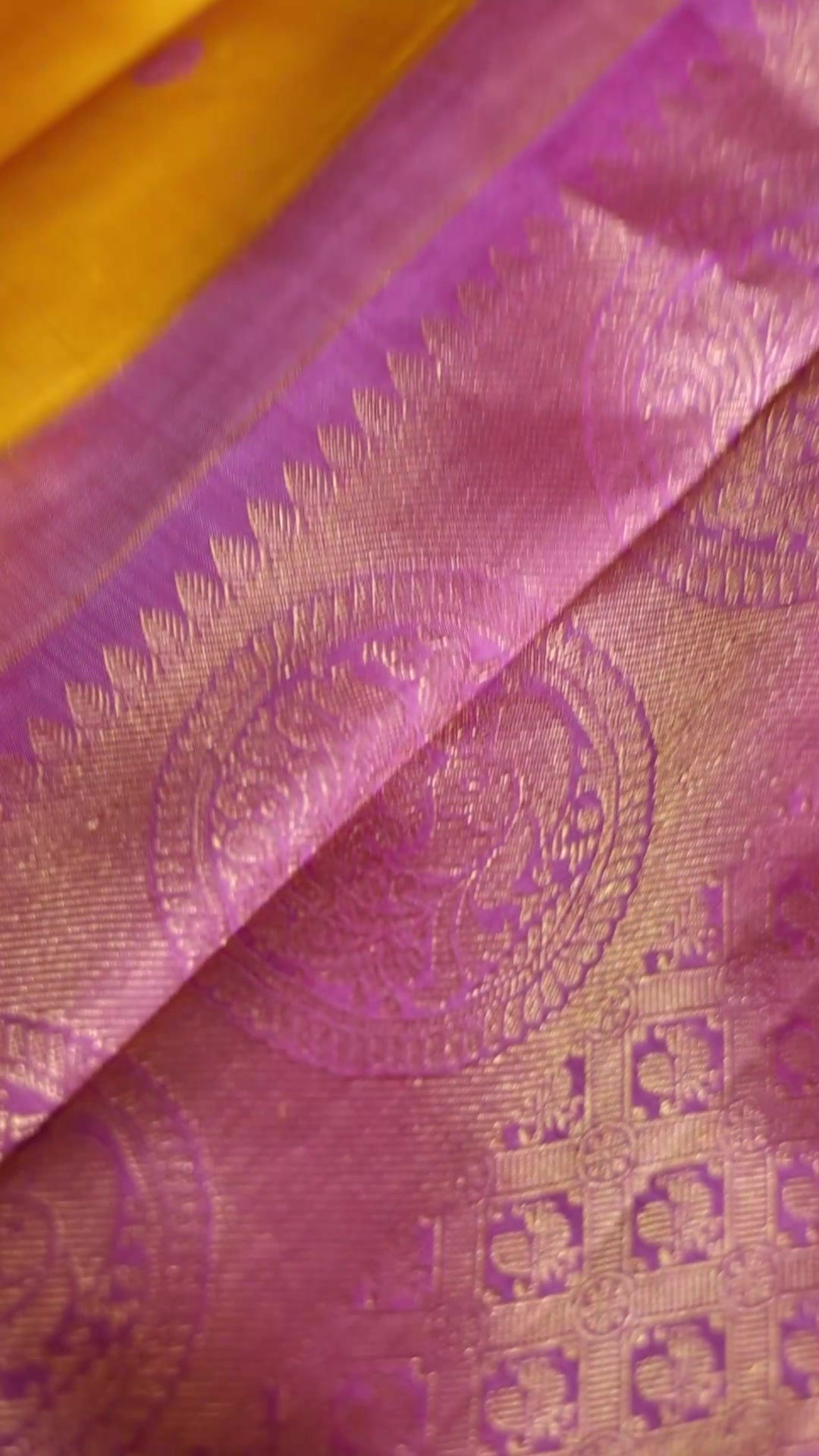 Turmeric Yellow with mauve pink thread work saree
