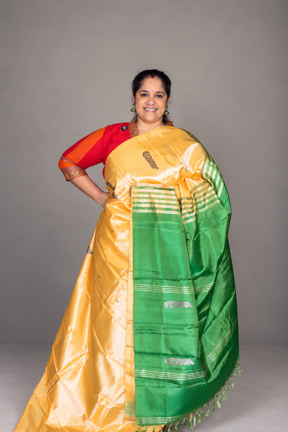Sandal Chinnalampattu Saree with Dark Leaf Green