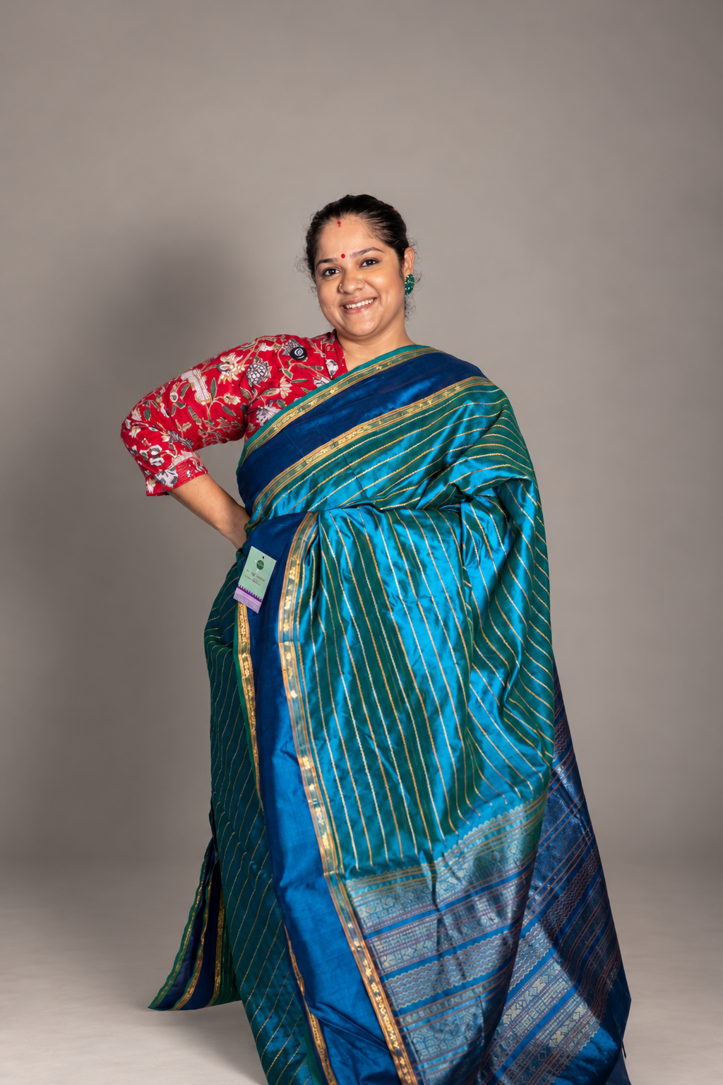 Dual Shade Mayil Kazhuthu Blue With sky blue Veldhari silk cotton