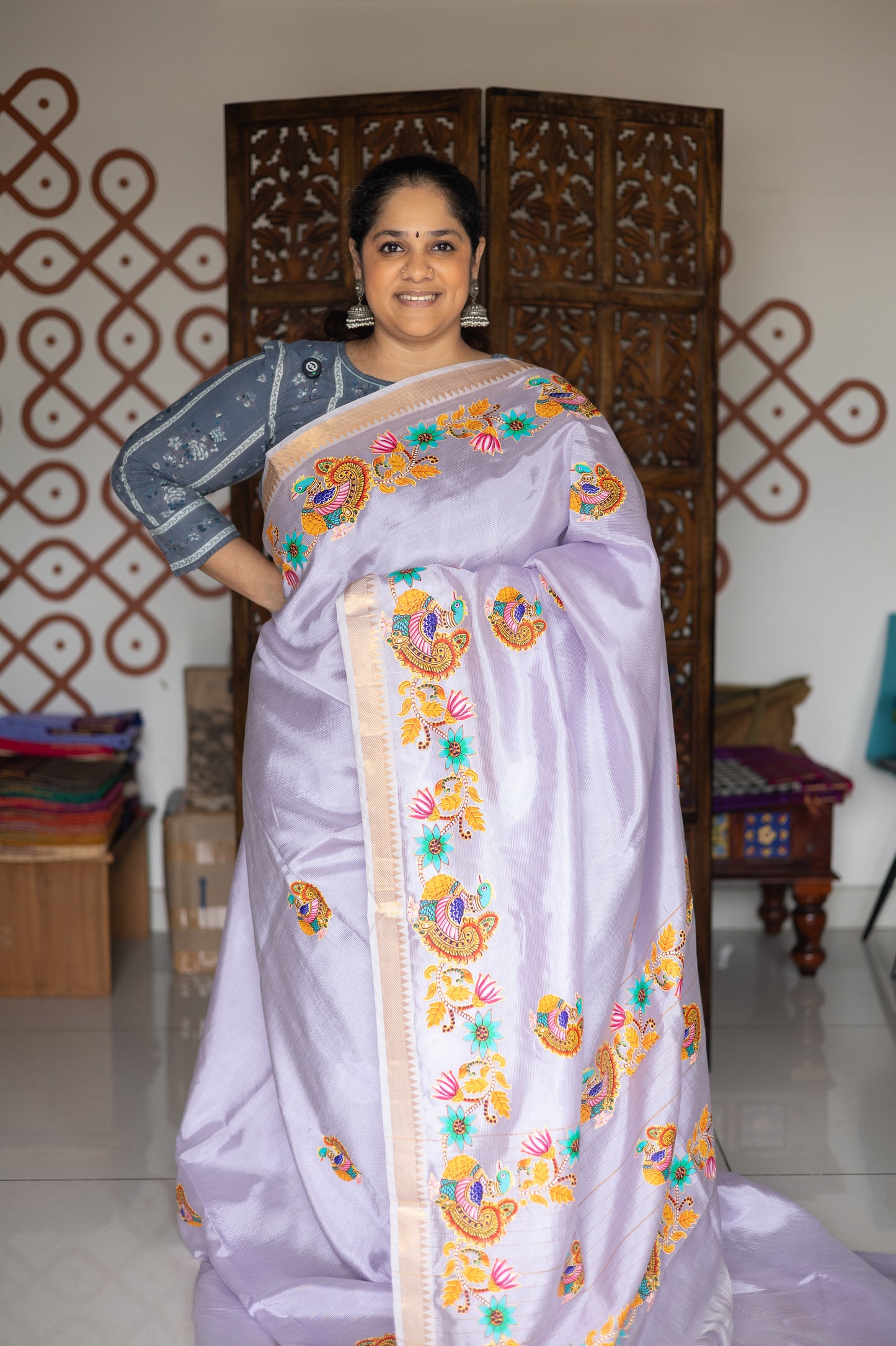 Tanjore painting - Lavender Colour with annam paint I