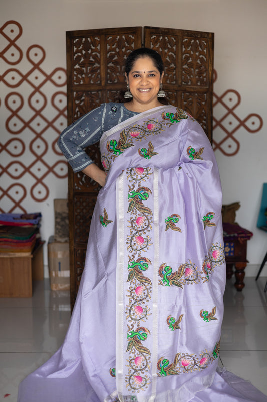 Tanjore painting - Lavender Colour with annam paint II