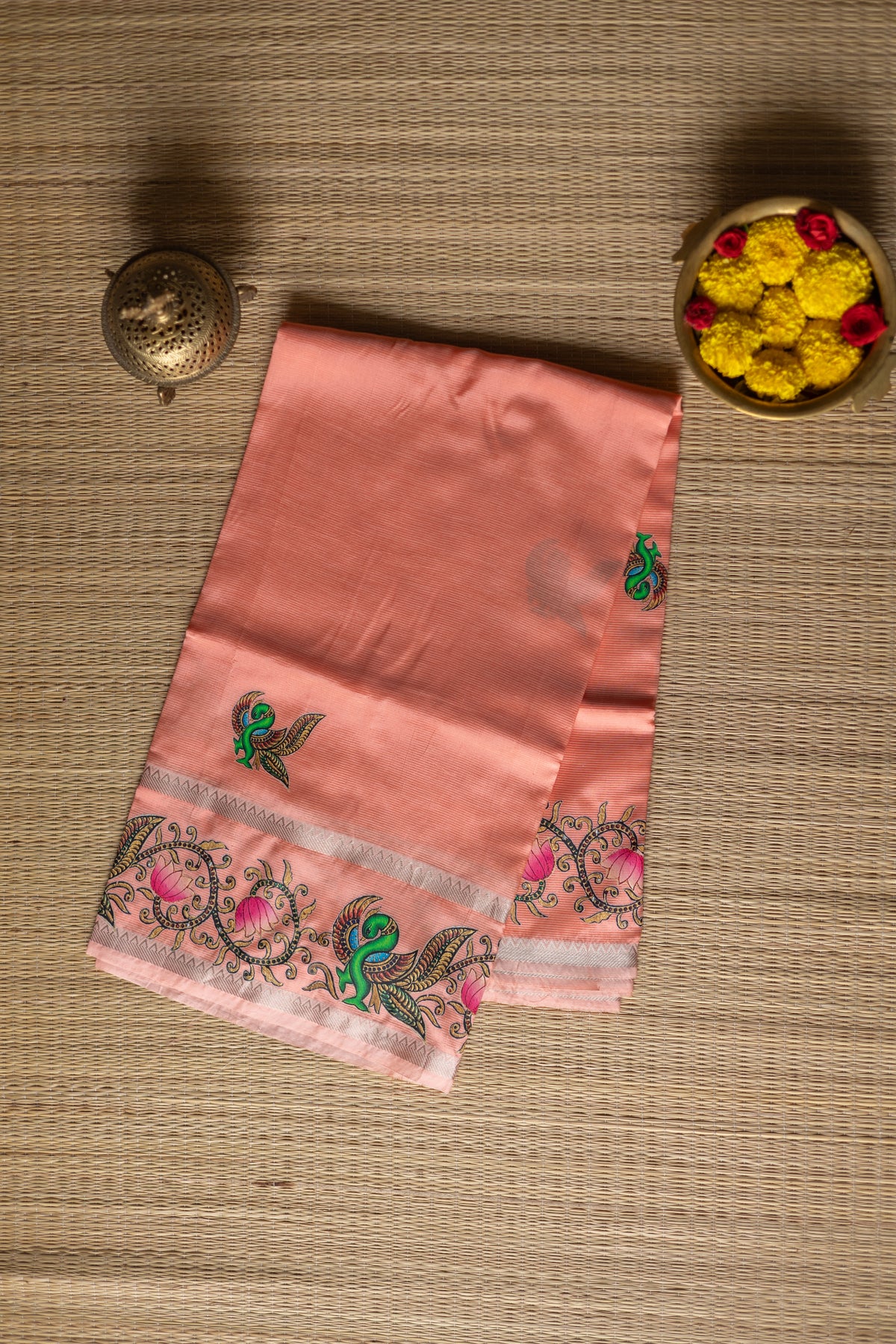 Tanjore painting - Peach colour with annam paint