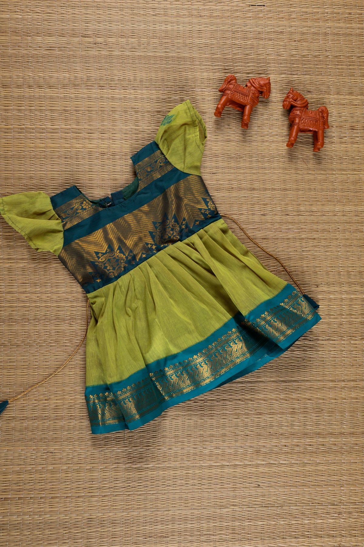 Cardoman Green gown with rama green combination - 6M
