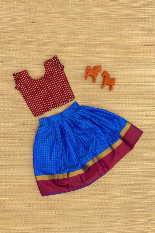 Maroon crop top with electric blue skirt - 2Y