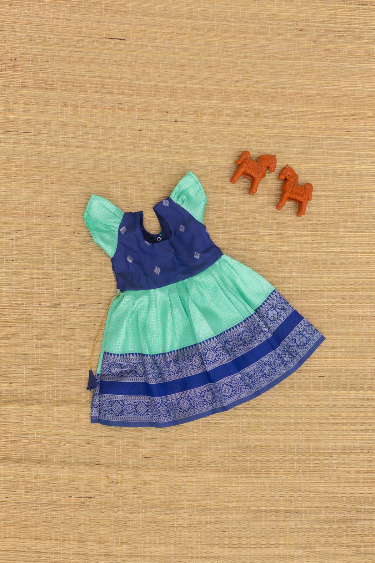 Navy blue with pista green frock
