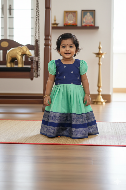 Navy blue with pista green frock