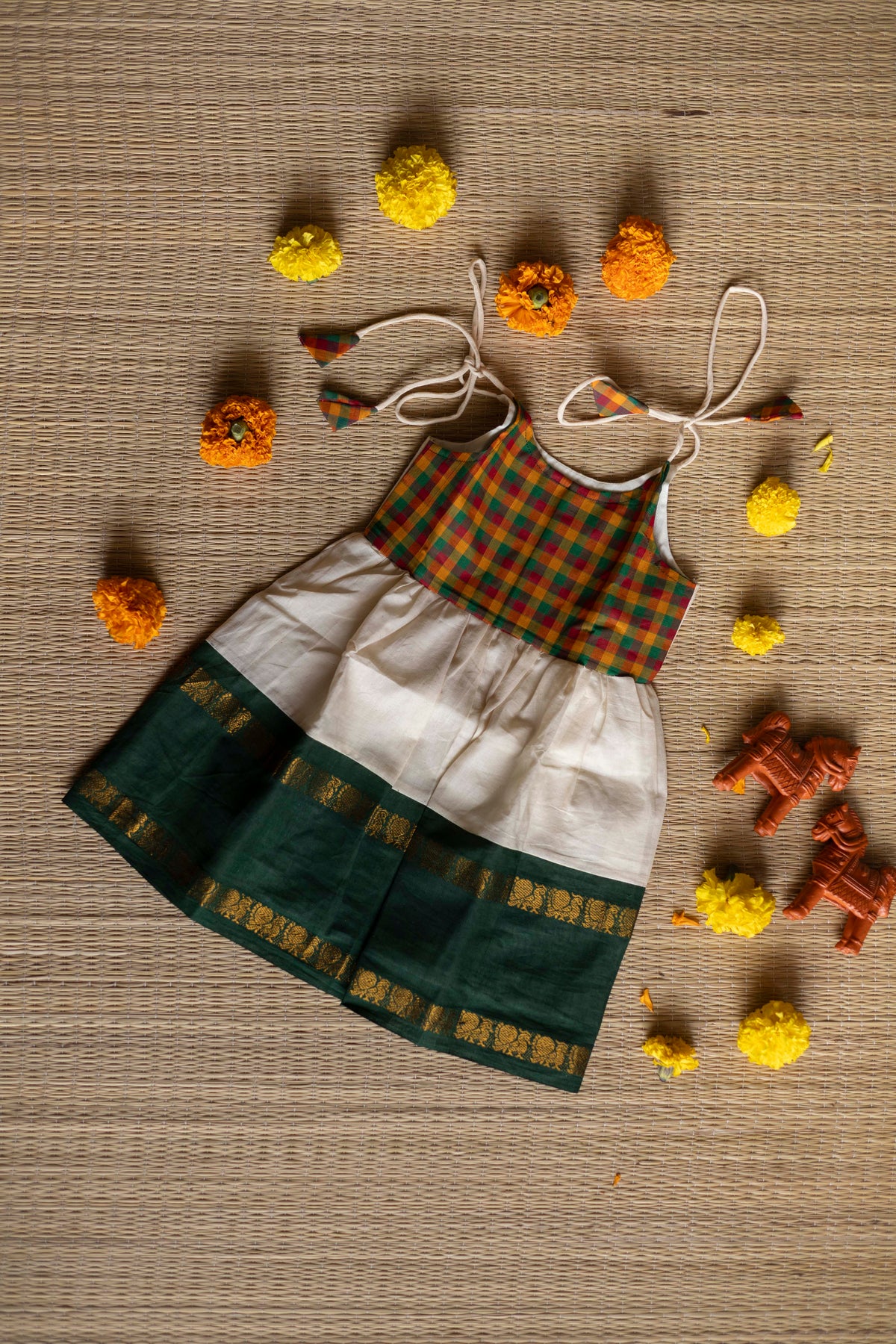 ONAM Madras checks frock - 1Y