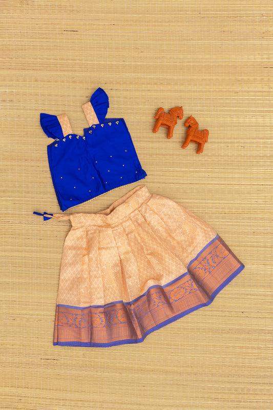 Royal blue top with sandal skirt - 3Y
