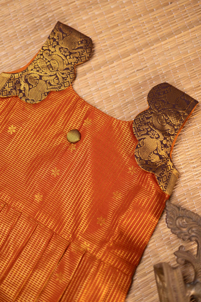 Rust Orange & Brown Frock-2Y