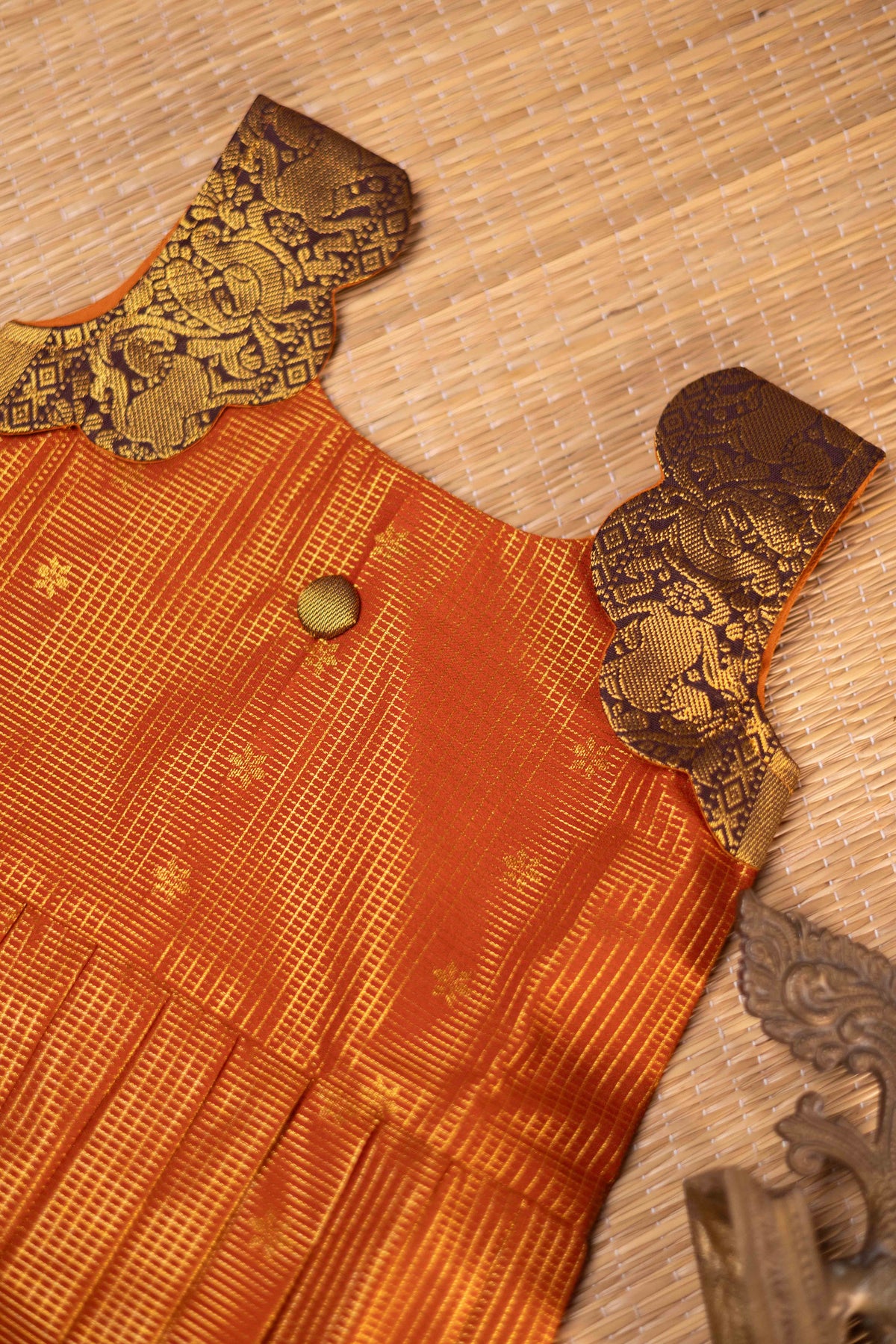 Rust Orange & Brown Frock-5Y