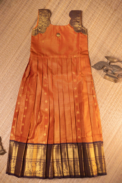 Rust Orange & Brown Frock-4Y