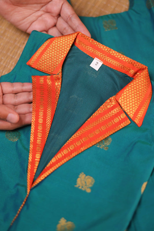 Teal & Orange Body Pavaadai - 3 Y