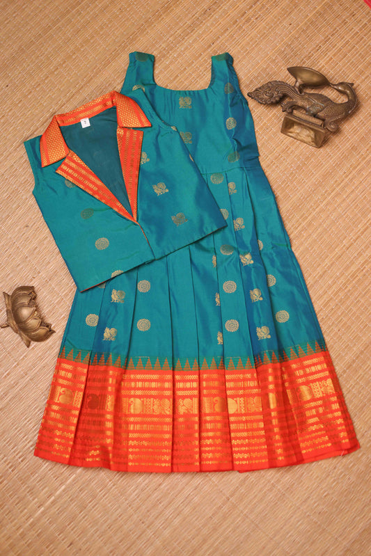Teal & Orange Body Pavaadai - 3 Y